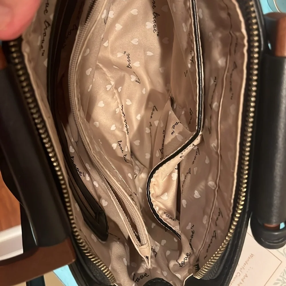Love Trove 💗 Vegan Handbag + Crossbody, Black, EUC - Picture 8 of 9